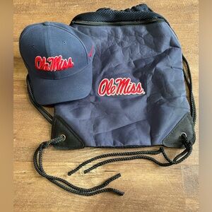Ole Miss Rebels NCAA football M/L mens Nike hat and drawstring bag bundle